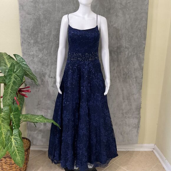 TLC Say Yes to the Prom Dress Princess Junior Size 11 lace & sequins full skirt - Picture 1 of 12